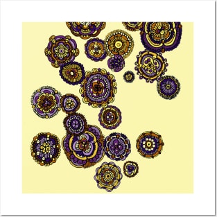 Yellow Mandala Flowers Posters and Art